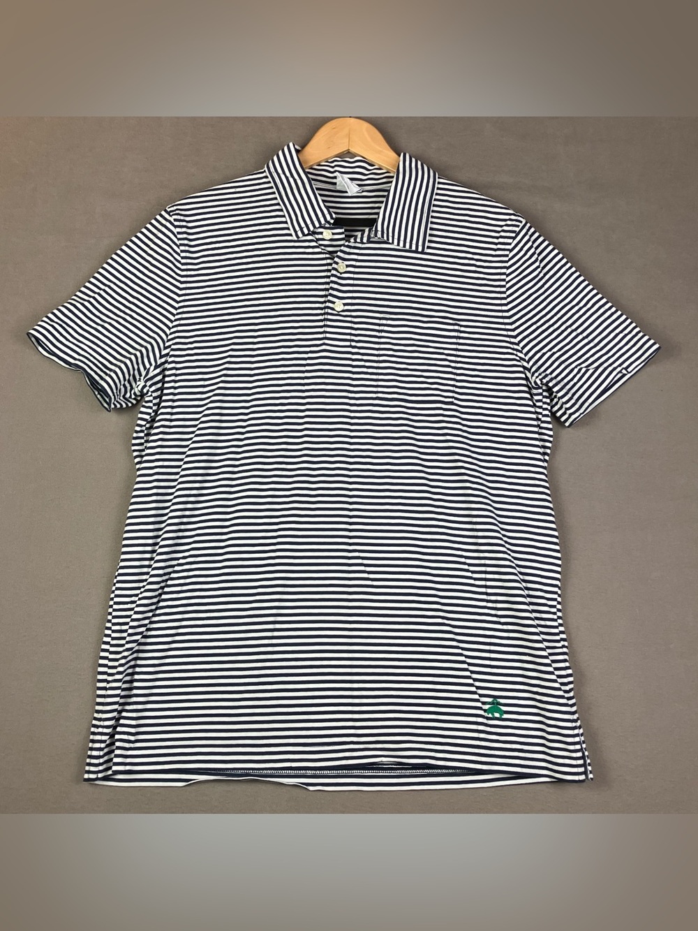 Brooks Brothers Men’s Size L Striped Polo Shirt Pocket Short Sleeve Navy & White
